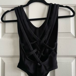 Black crisscross back body suit